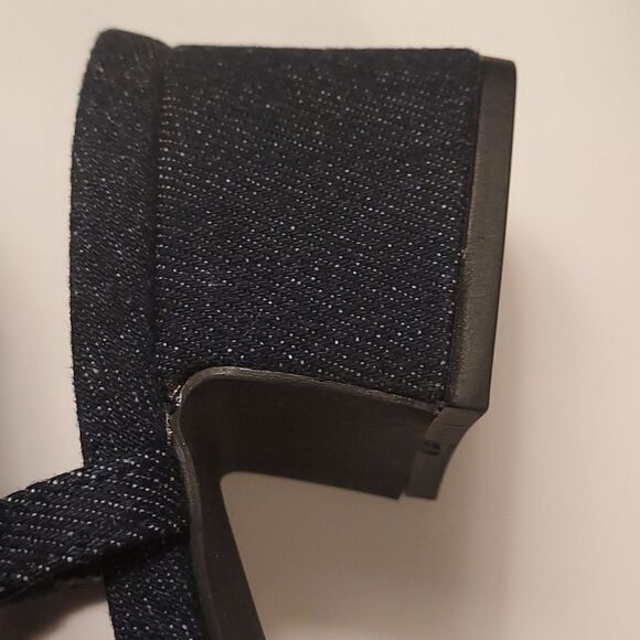 Spectator Pump Blue Denim and Black Patent Slingback block heel Size 7 - Picture 13 of 16